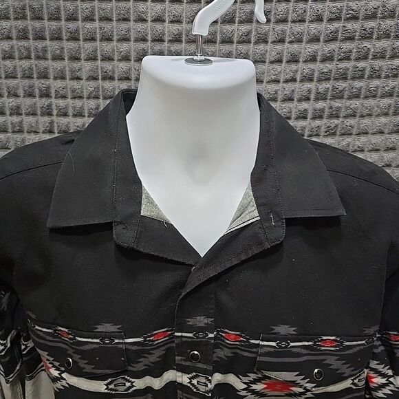 VTG Panhandle Slim SnapButton Shirt SzLg Mens Aztec SouthWestern Longsleeve DUNN - Picture 7 of 16
